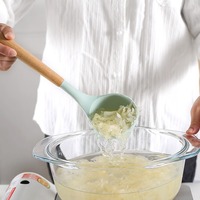 Non-stick naczynia kuchenne silikonowe zestaw przyborów do gotowania naczynia łopatka łopata Egg naganiacze drewniany uchwyt kuchnia zestaw narzędzi do gotowania 3